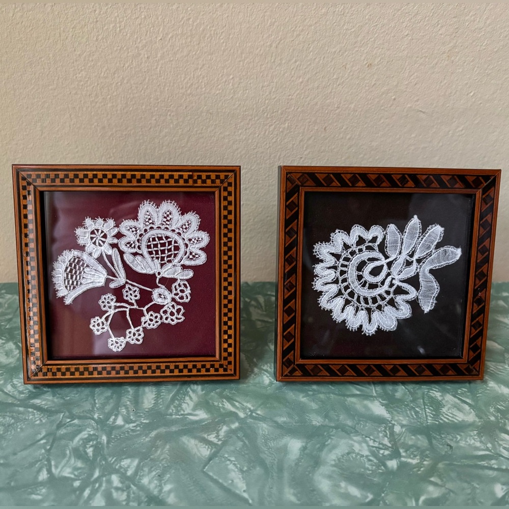 Antique  Honiton  Framed Lace Art made in England